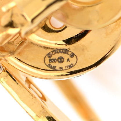 Chanel Metal Large Paris Button Clip On Earrings Gold 4 of 5