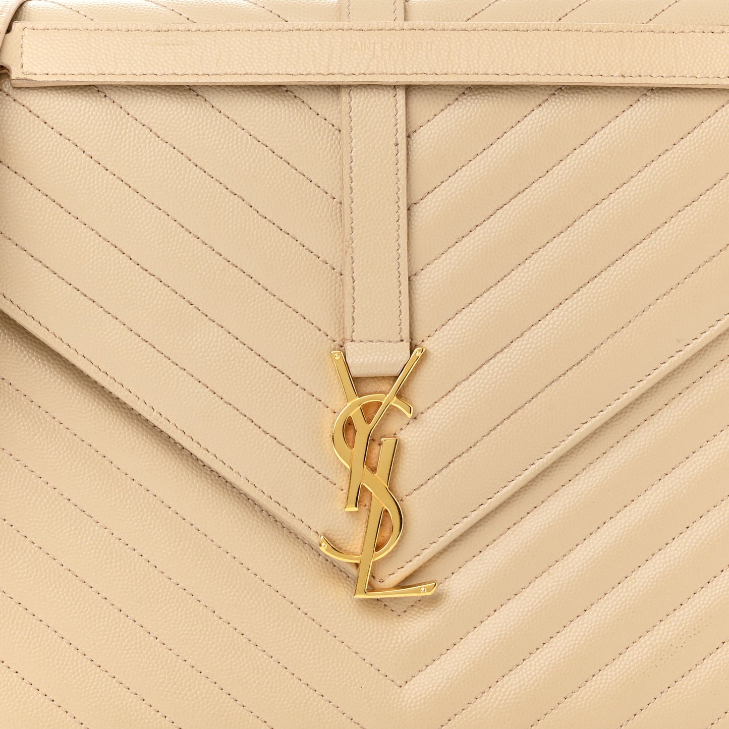 Grain De Poudre Matelasse Chevron Large Monogram Satchel Dark Beige