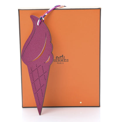 Hermes Epsom Togo Petit H Ice Cream Bag Charm Cyclamen Gris Mouette 4 of 4
