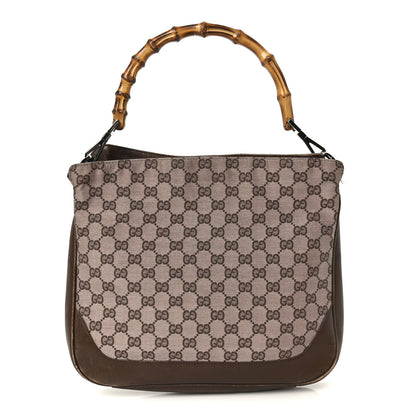 Gucci Monogram Bamboo Top Handle Bag Brown Pink 1 of 13