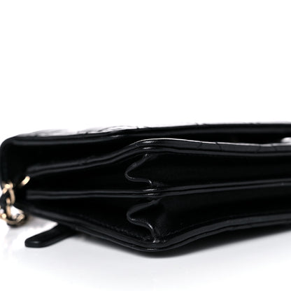 Chanel Lambskin Quilted Mini Camellia Bow Wallet On Chain WOC Black 5 of 10