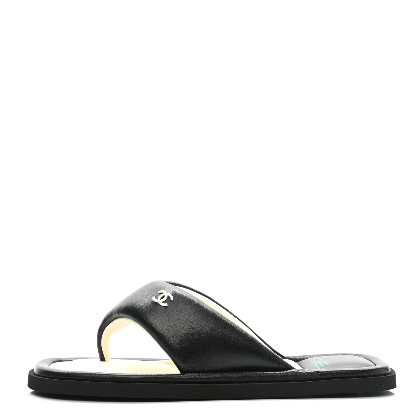 Lambskin Padded Pool Thong Sandals 40 Black