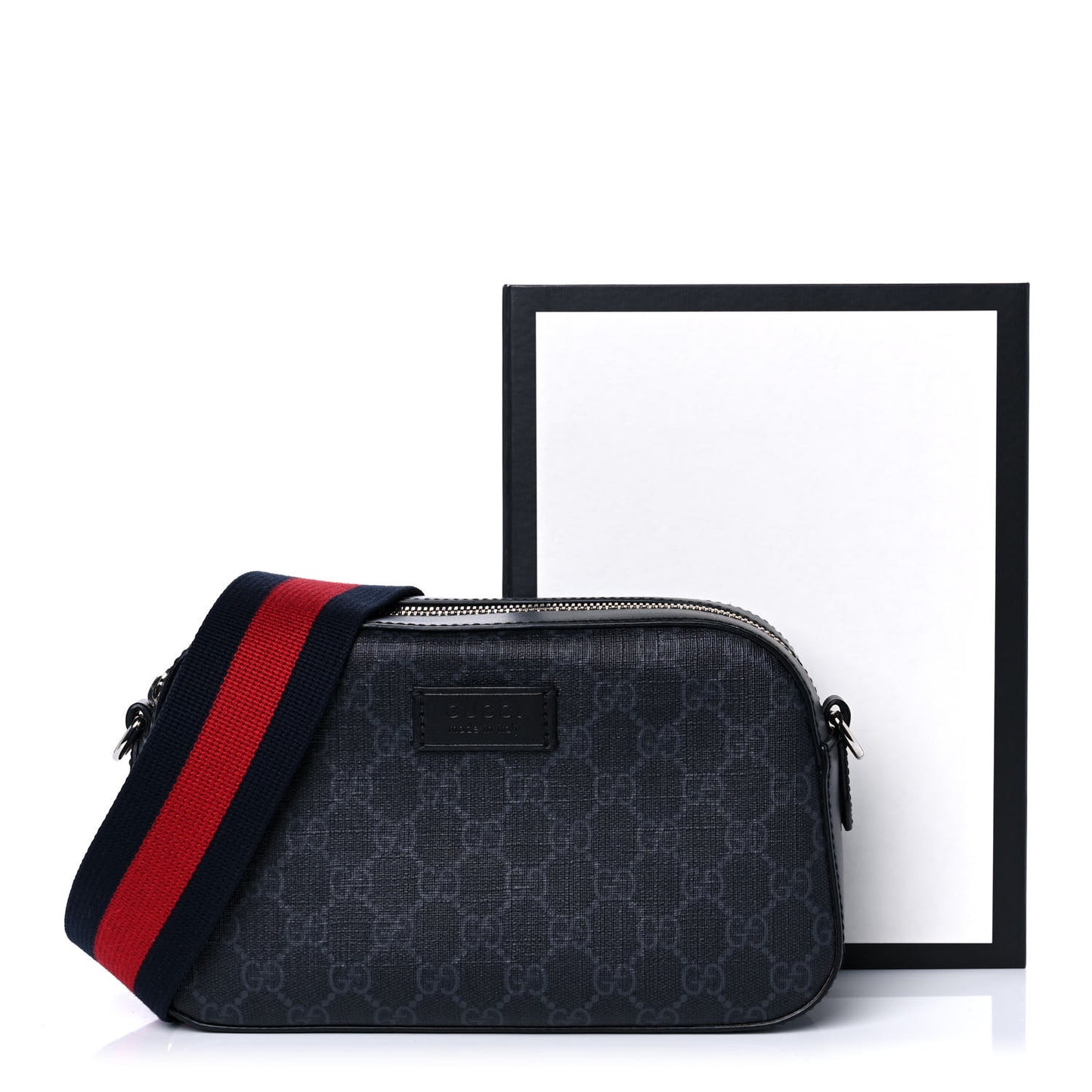 GG Supreme Monogram Web Shoulder Bag Black Grey