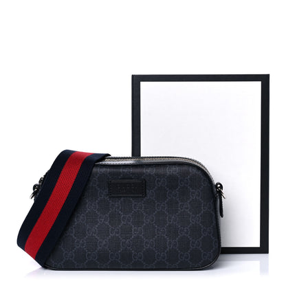 Gucci GG Supreme Monogram Web Shoulder Bag Black Grey 12 of 12