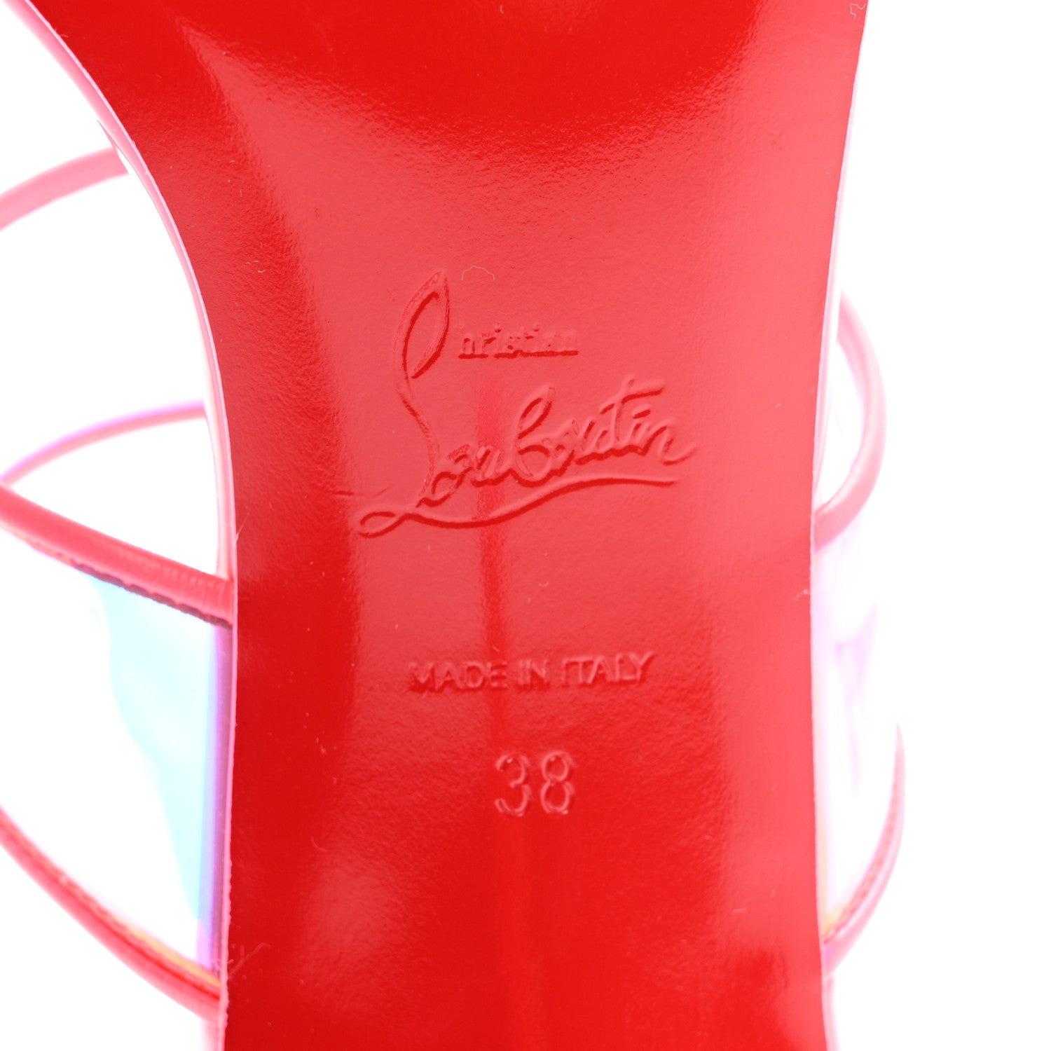 Christian Louboutin PVC Just Loubi 85 Sandals 38 Fluo Pink 7 of 9