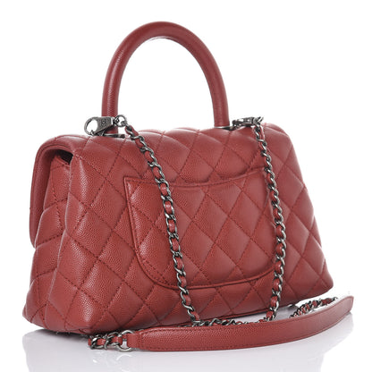 Chanel Caviar Quilted Mini Coco Handle Flap Dark Red 3 of 12