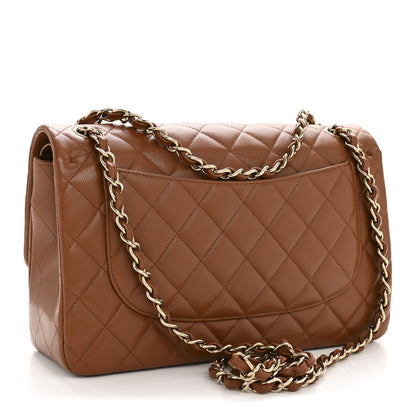 Chanel Caviar Quilted Jumbo Double Flap Light Brown 3 of 11