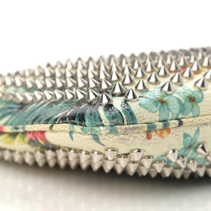 Christian Louboutin Calfskin Studded Floral Mosaic Loubiclutch Crossbody Clutch White Multicolor 5 of 14