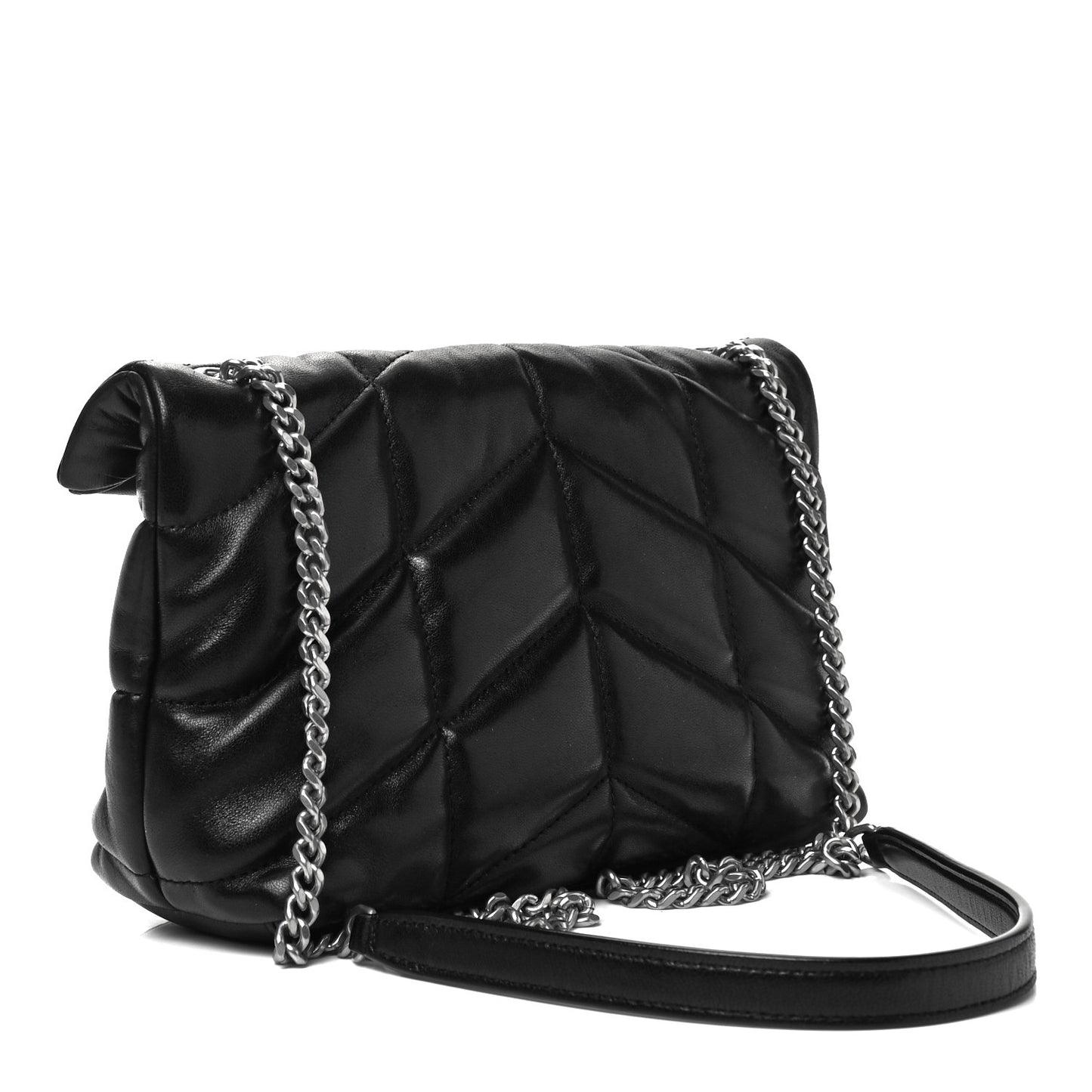 Lambskin Quilted Toy Loulou Puffer Monogram Chain Satchel Black