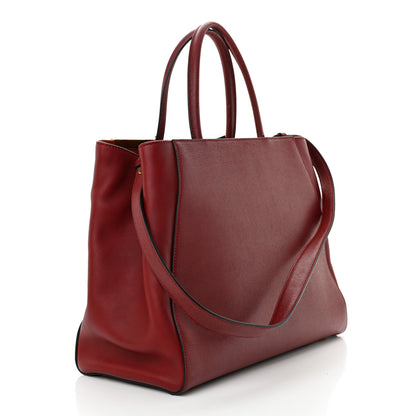 Fendi Vitello Elite Regular 2Jours Tote Rosso Scuro Ciliegia 3 of 13