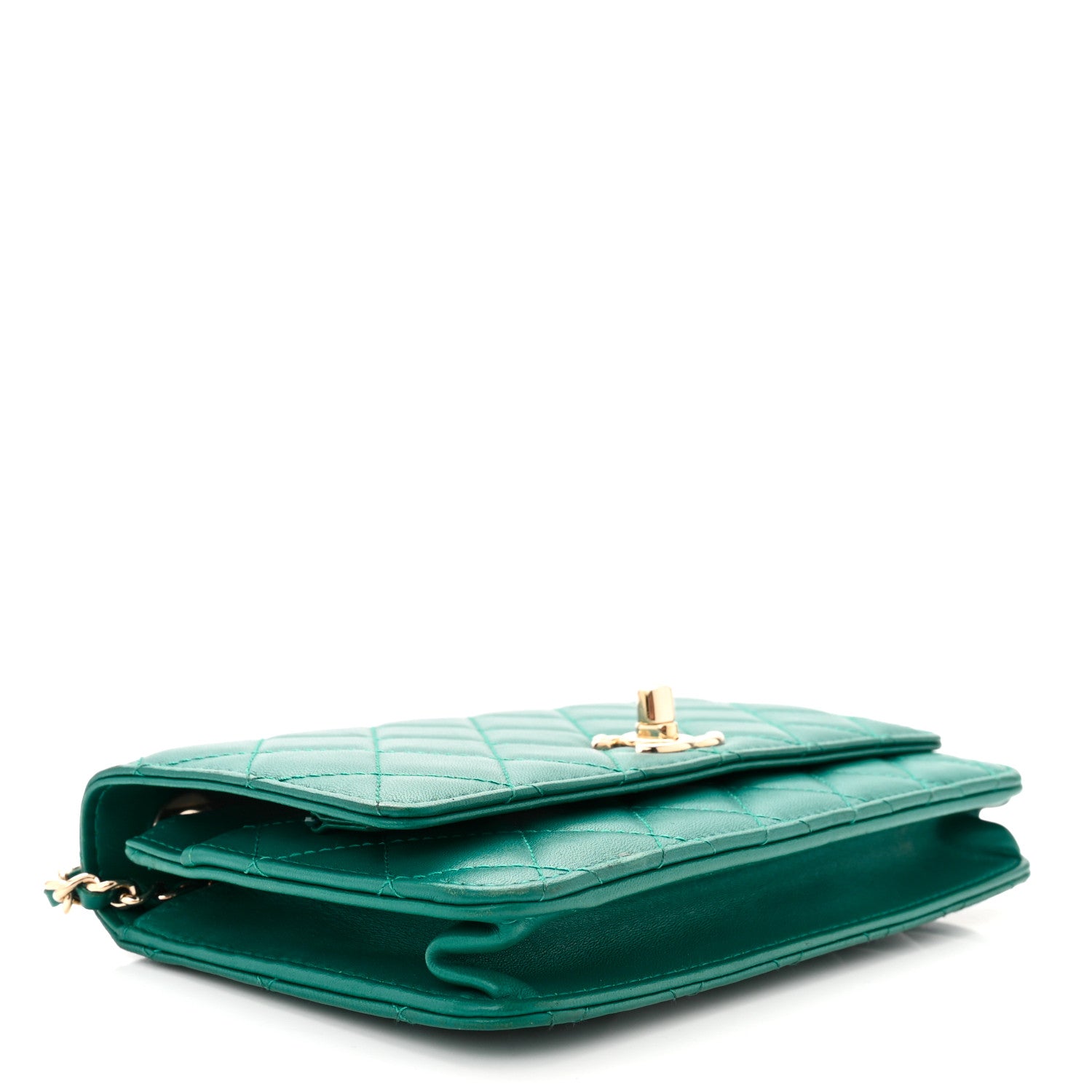 Chanel Lambskin Quilted Trendy CC Wallet On Chain WOC Green 4 of 10