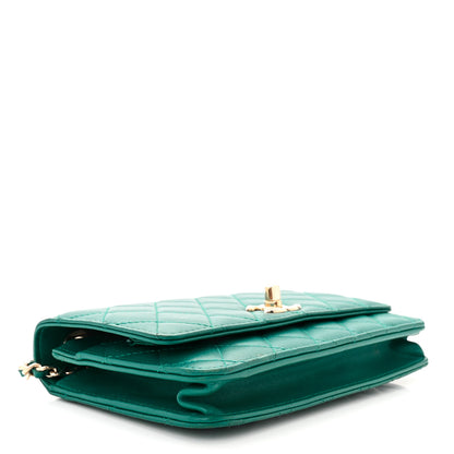 Chanel Lambskin Quilted Trendy CC Wallet On Chain WOC Green 4 of 10