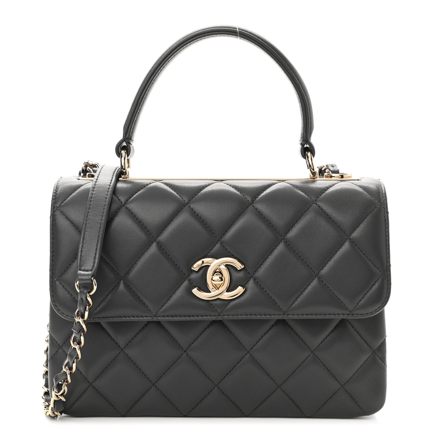Lambskin Quilted Small Trendy CC Dual Handle Flap Bag Dark Grey