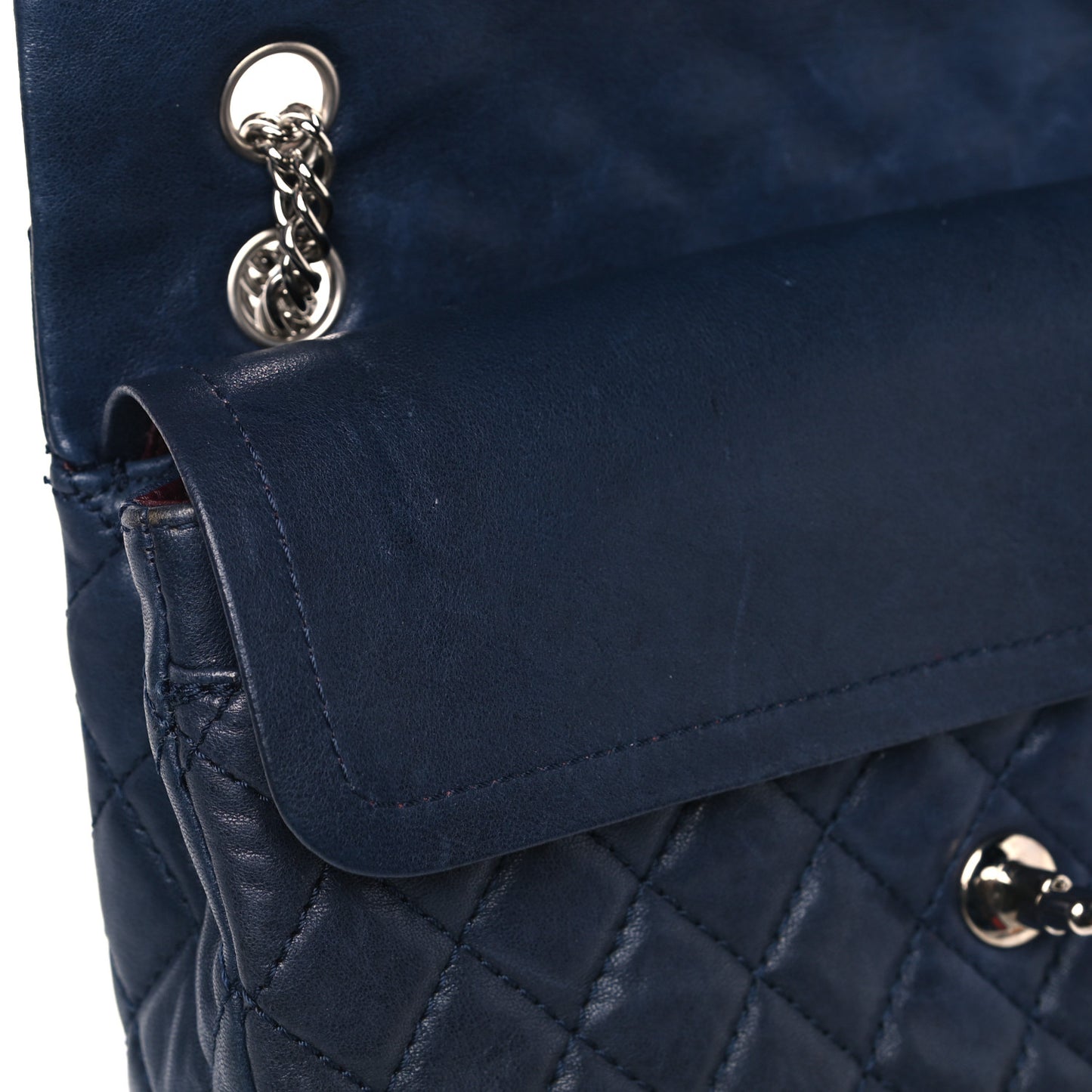 Lambskin Quilted Medium Double Flap Bijoux Chain Navy
