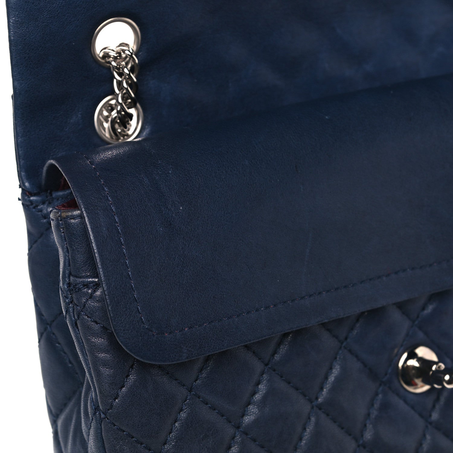 Chanel Lambskin Quilted Medium Double Flap Bijoux Chain Navy 9 of 23