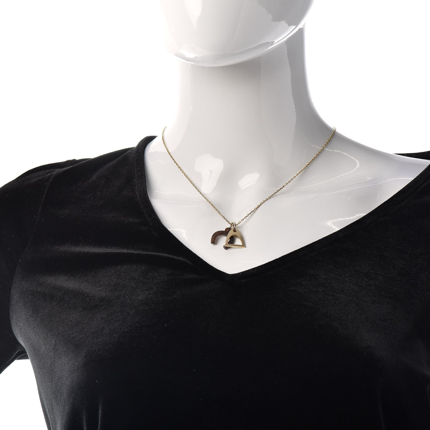 Hermes Permabrass Buffalo Horn Amulette Equestrian Pendant Necklace 2 of 6