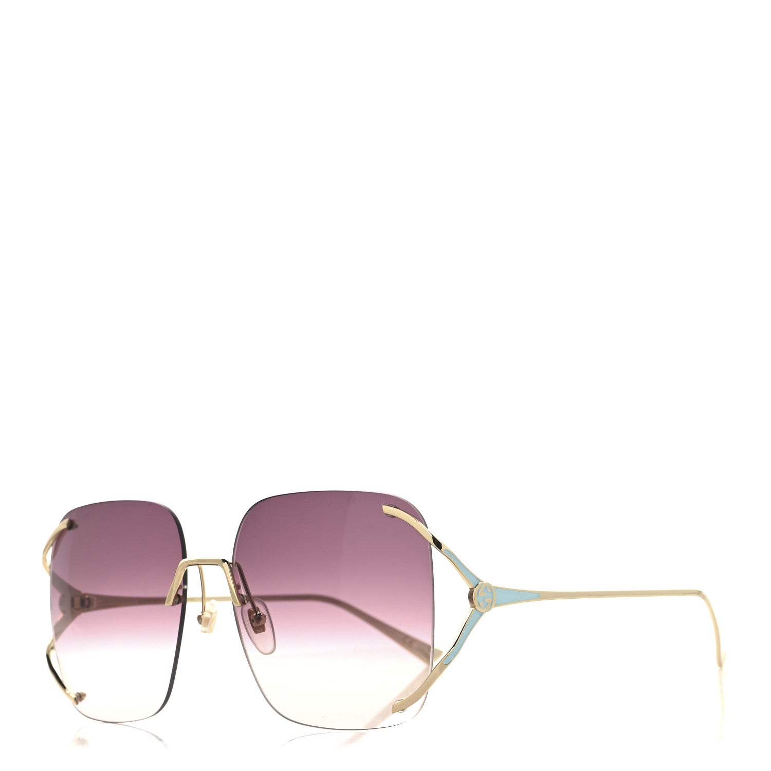 Gucci Metal Oversized Sunglasses GG0646S Gold Blue 1 of 8
