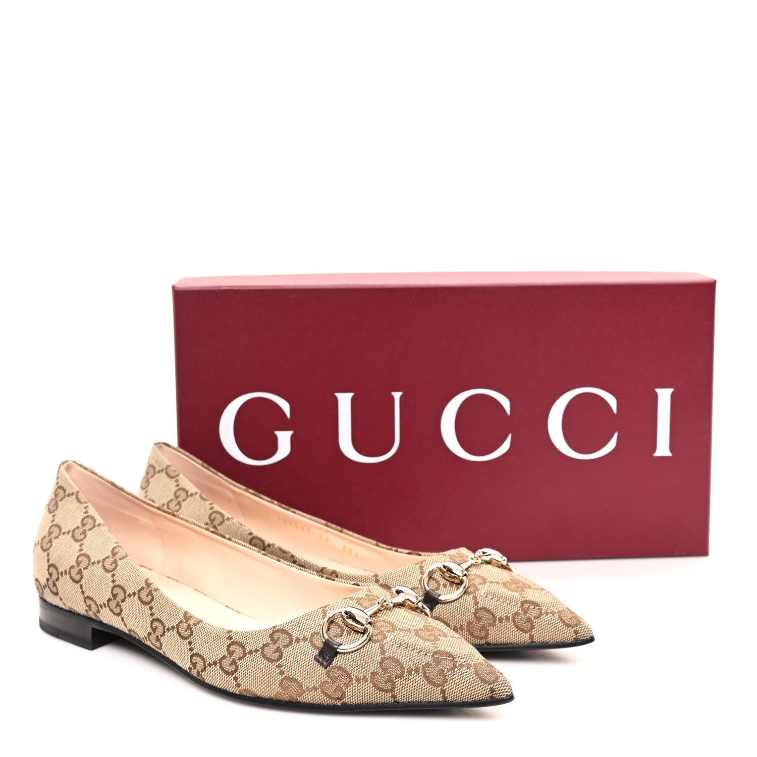 Gucci Monogram Horsebit Womens Werin Ballet Flat 39 Beige Ebony Cocoa 10 of 10