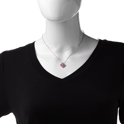 Van Cleef & Arpels 18K Rose Gold Diamond Rhodonite Vintage Alhambra Pendant Necklace 2 of 8