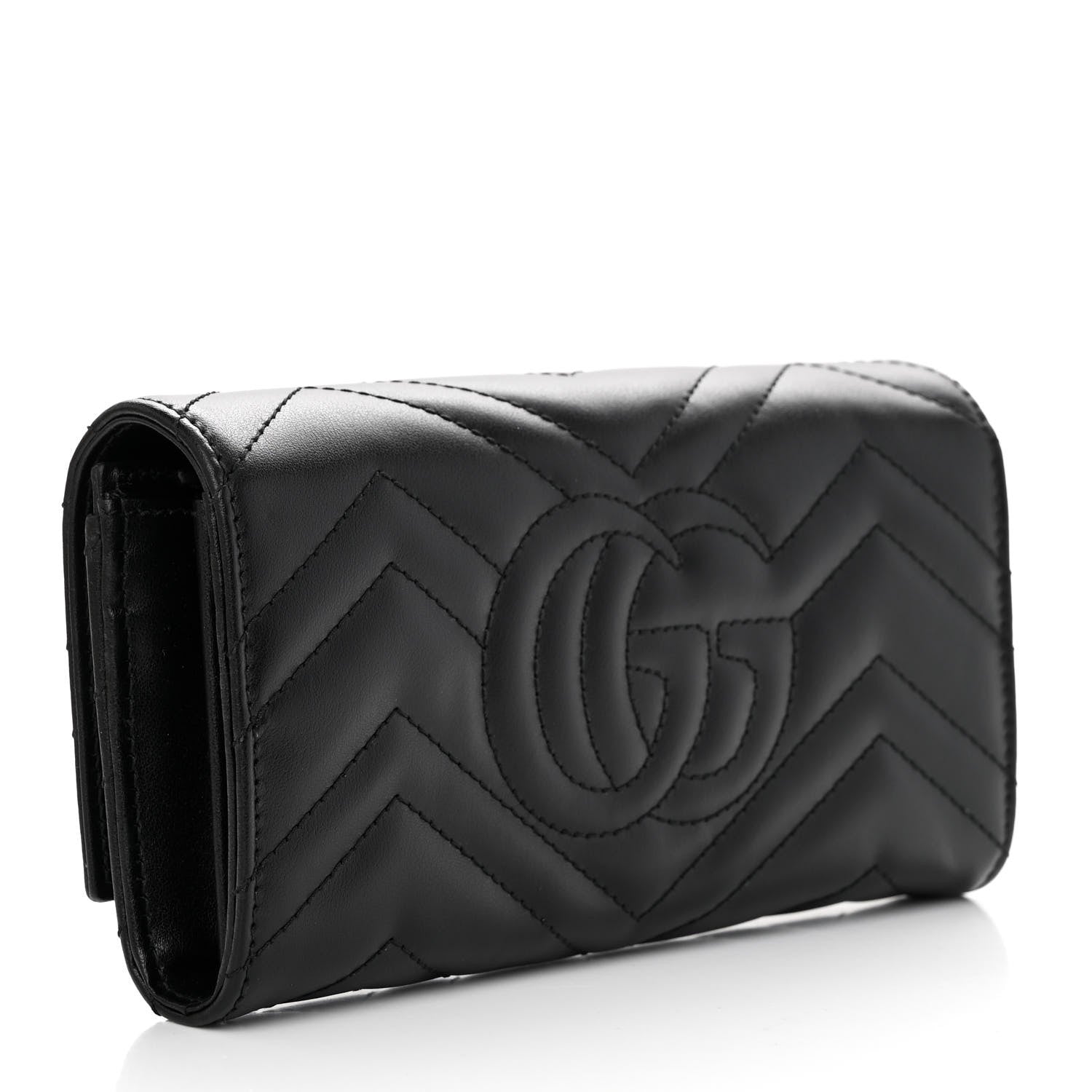 Gucci Calfskin Matelasse GG Marmont Continental Wallet Black 3 of 8