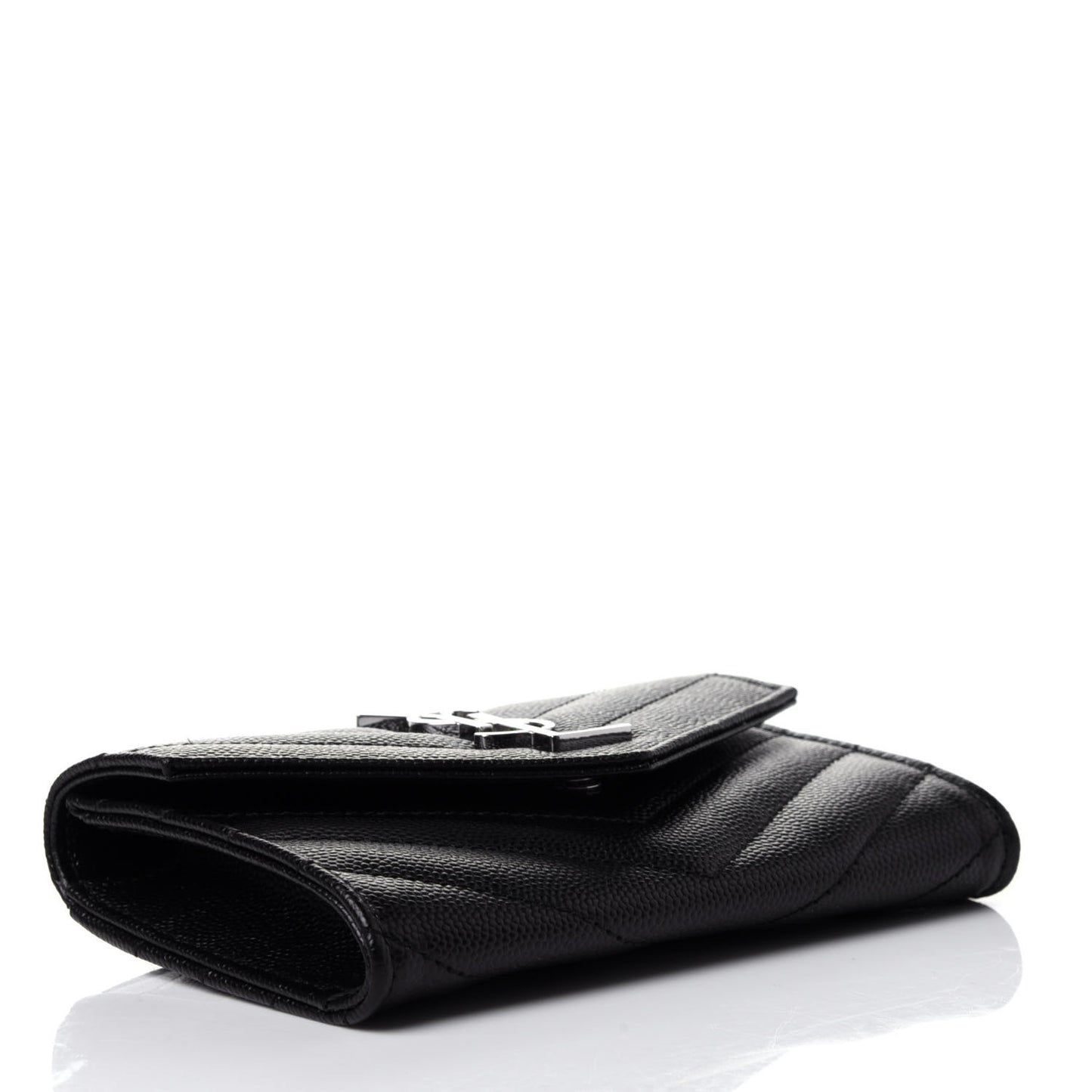 Grain De Poudre Matelasse Chevron Small Monogram Envelope Wallet Black