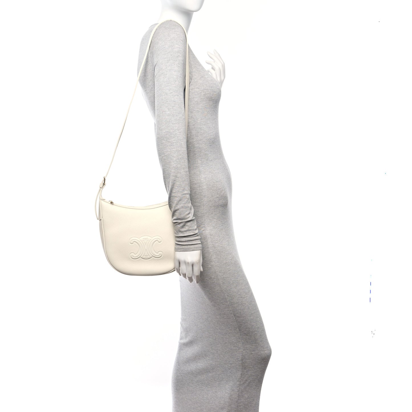 Supple Calfskin Cuir Triomphe Small Heloise Shoulder Bag White Cotton