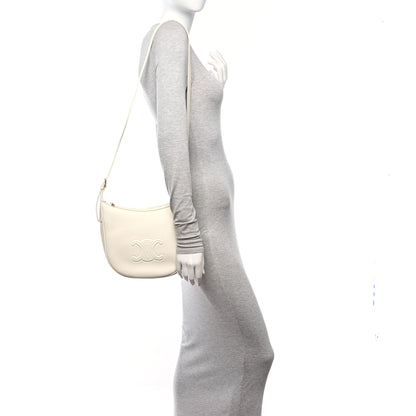 Celine Supple Calfskin Cuir Triomphe Small Heloise Shoulder Bag White Cotton 2 of 10