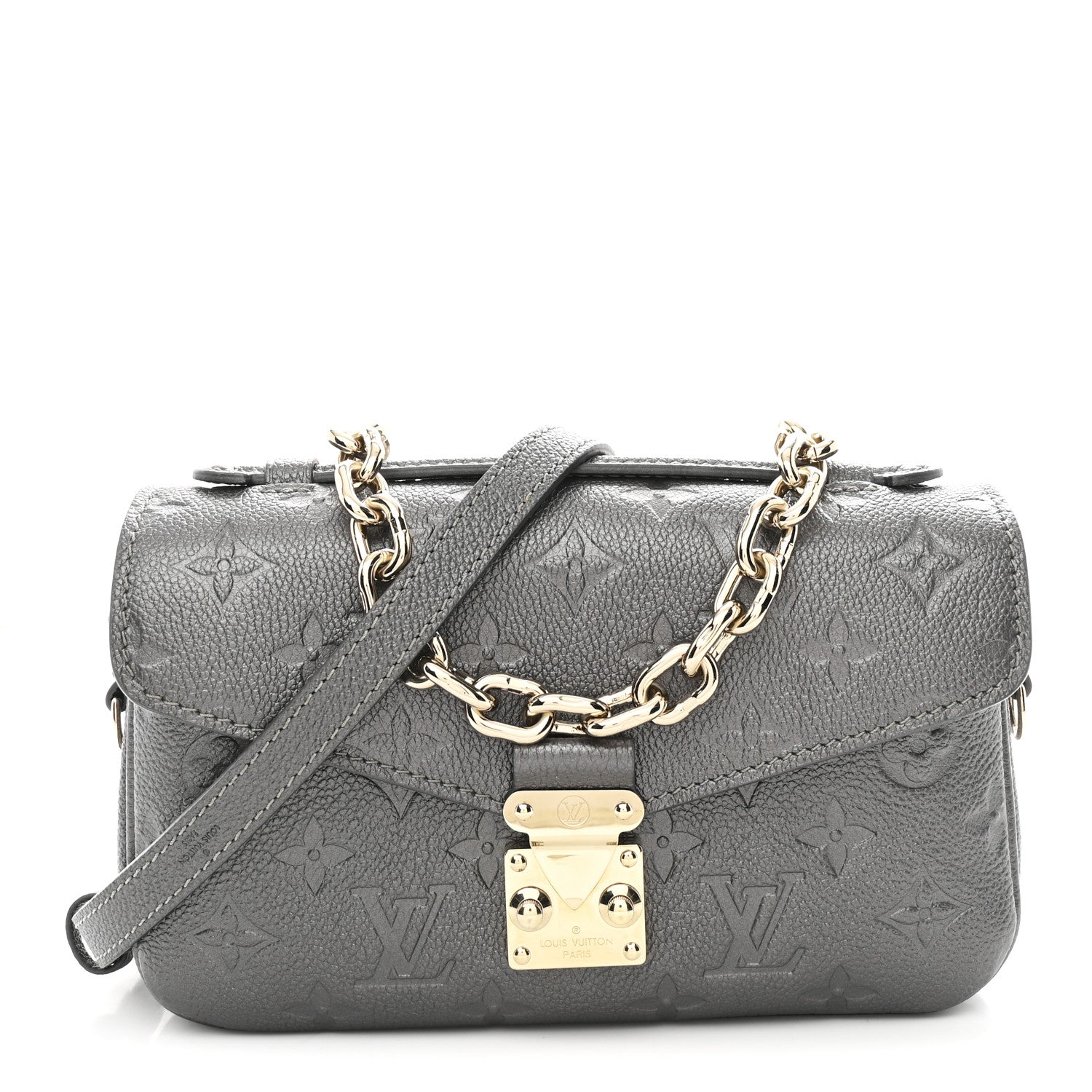 Louis Vuitton Shimmery Empreinte LV Ski Pochette Metis East West Gun Metal 1 of 10