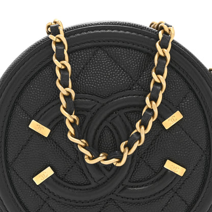 Chanel Caviar Quilted Round Filigree Crossbody Black 8 of 11