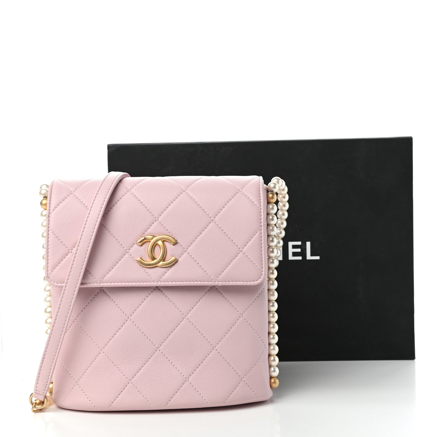 Calfskin Quilted Pearl Small About Pearls Hobo Bag Light Pink