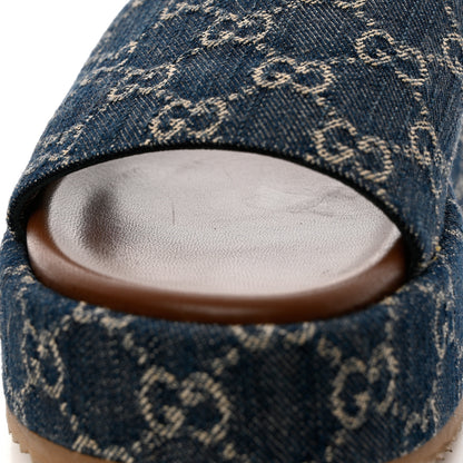 Gucci New Denim GG Monogram Angelina Platform 55mm Slide Sandals 39 Blue Tea 10 of 12
