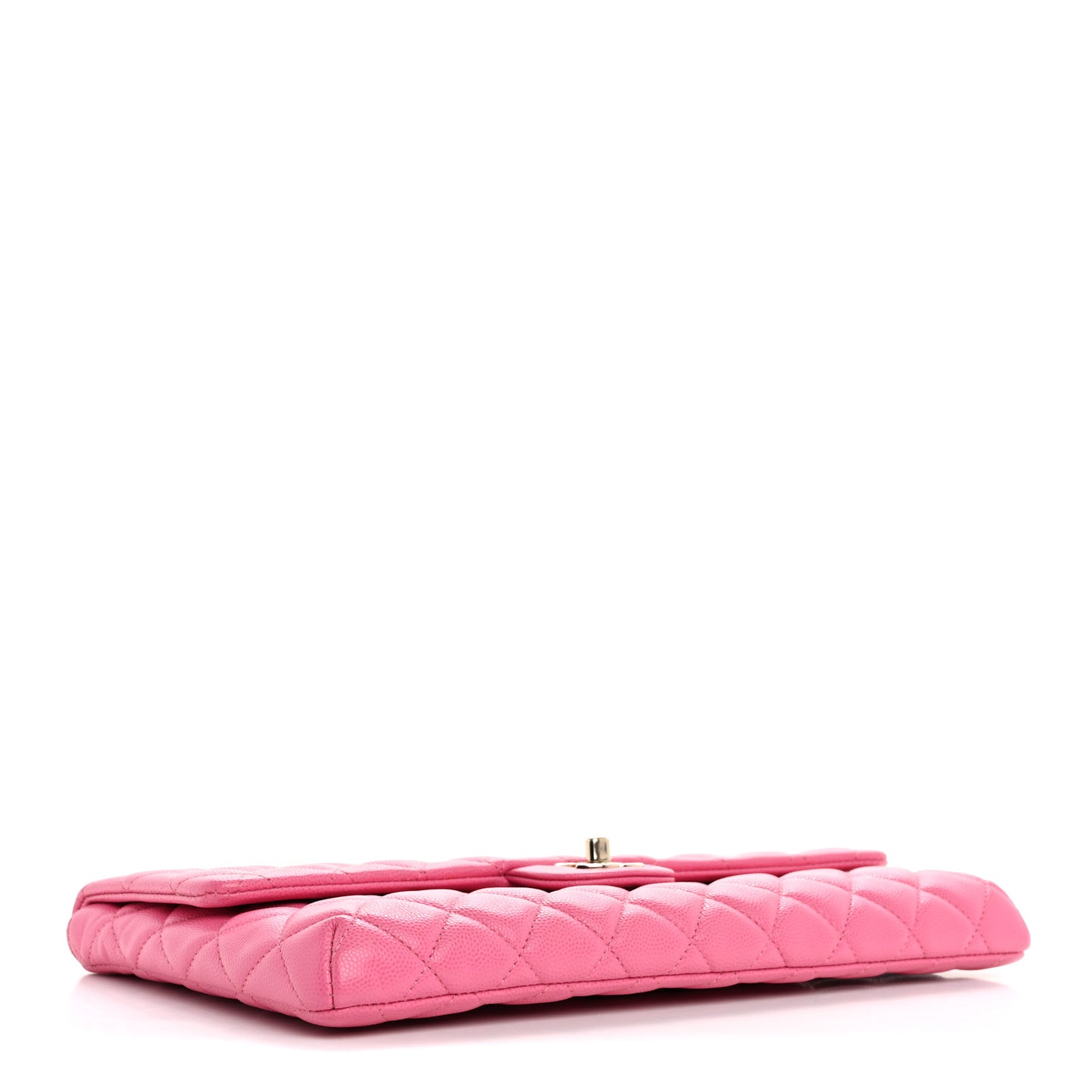 Caviar Quilted Flap Clutch Pink