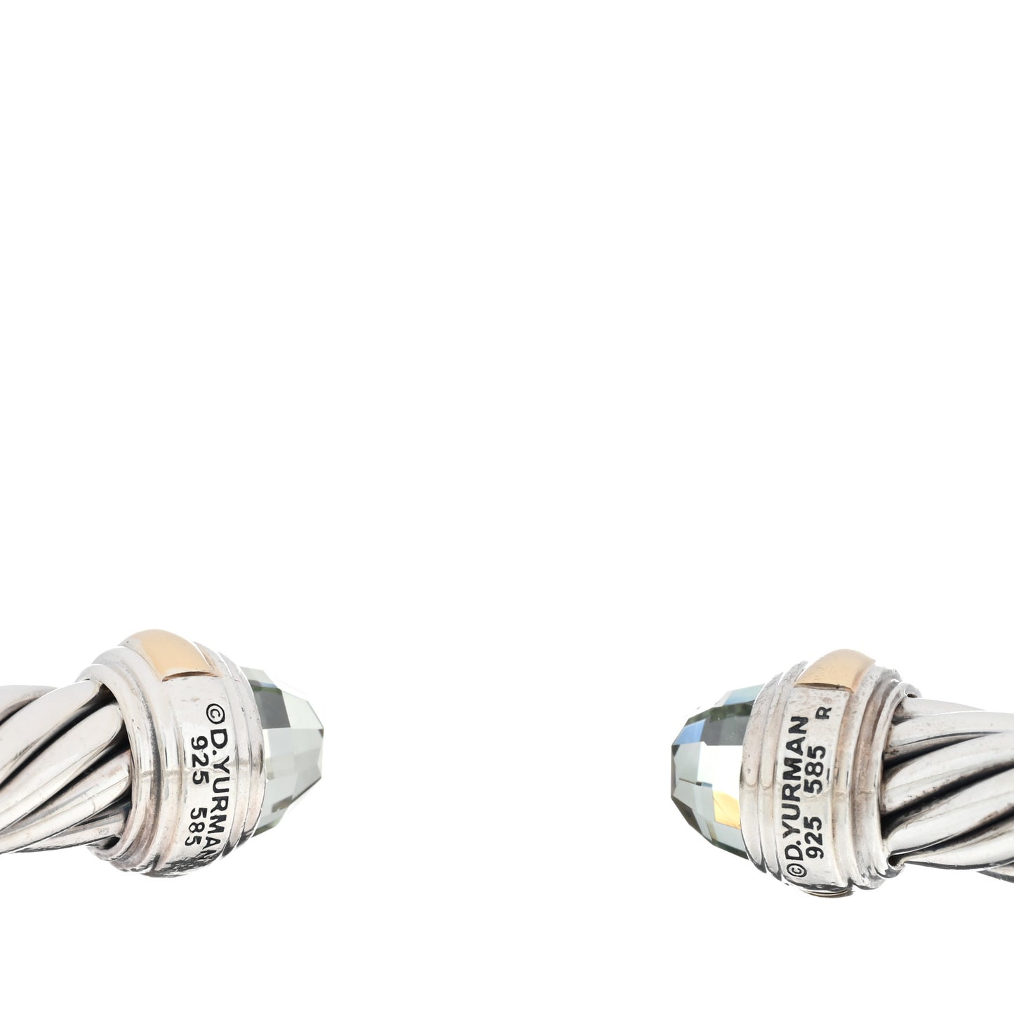 Sterling Silver 14K Yellow Gold Prasiolite 7mm Cable Classics Bracelet