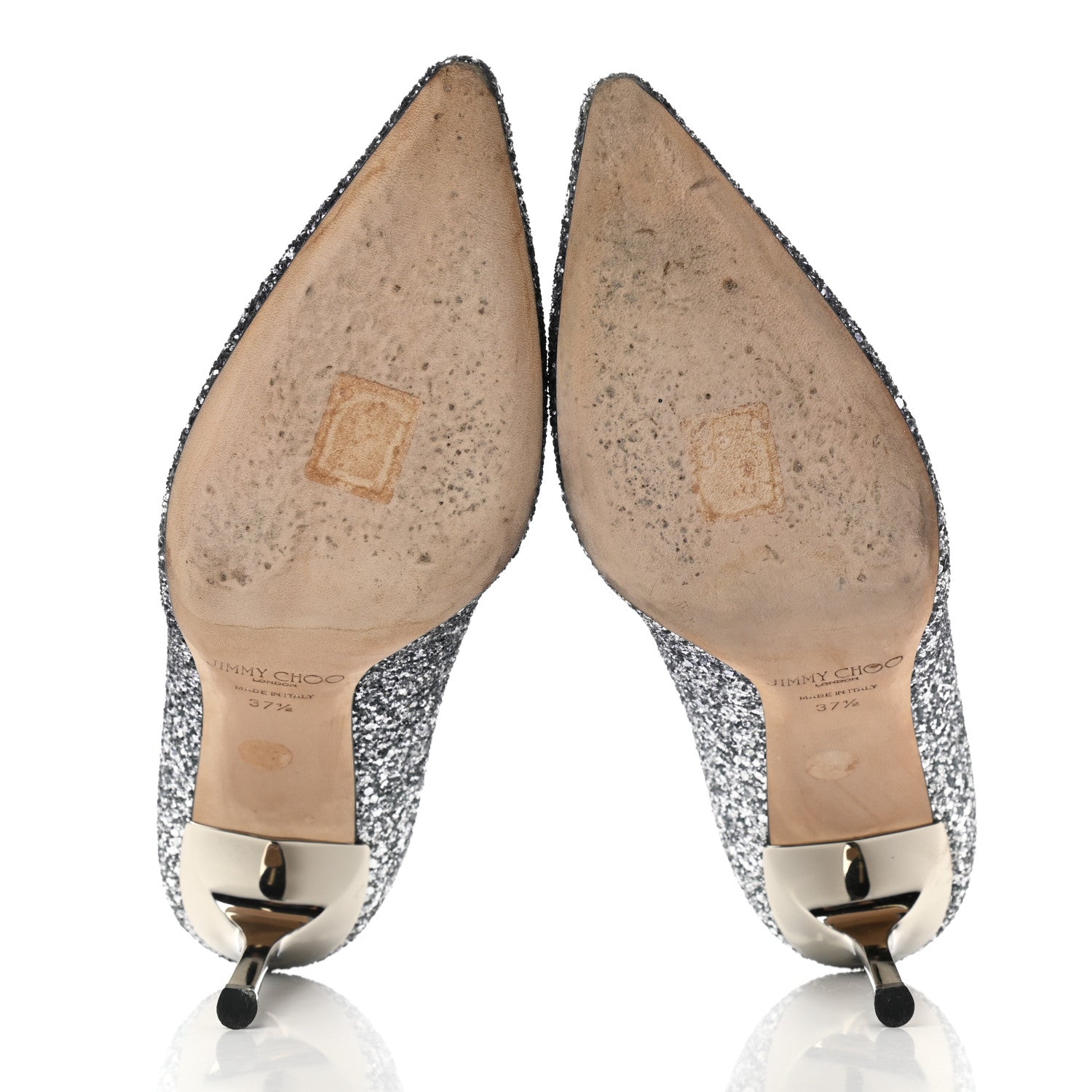 Jimmy Choo Coarse Glitter Degrade Pointy Toe Romy 100 Pumps 37.5 Navy Silver 5 of 8