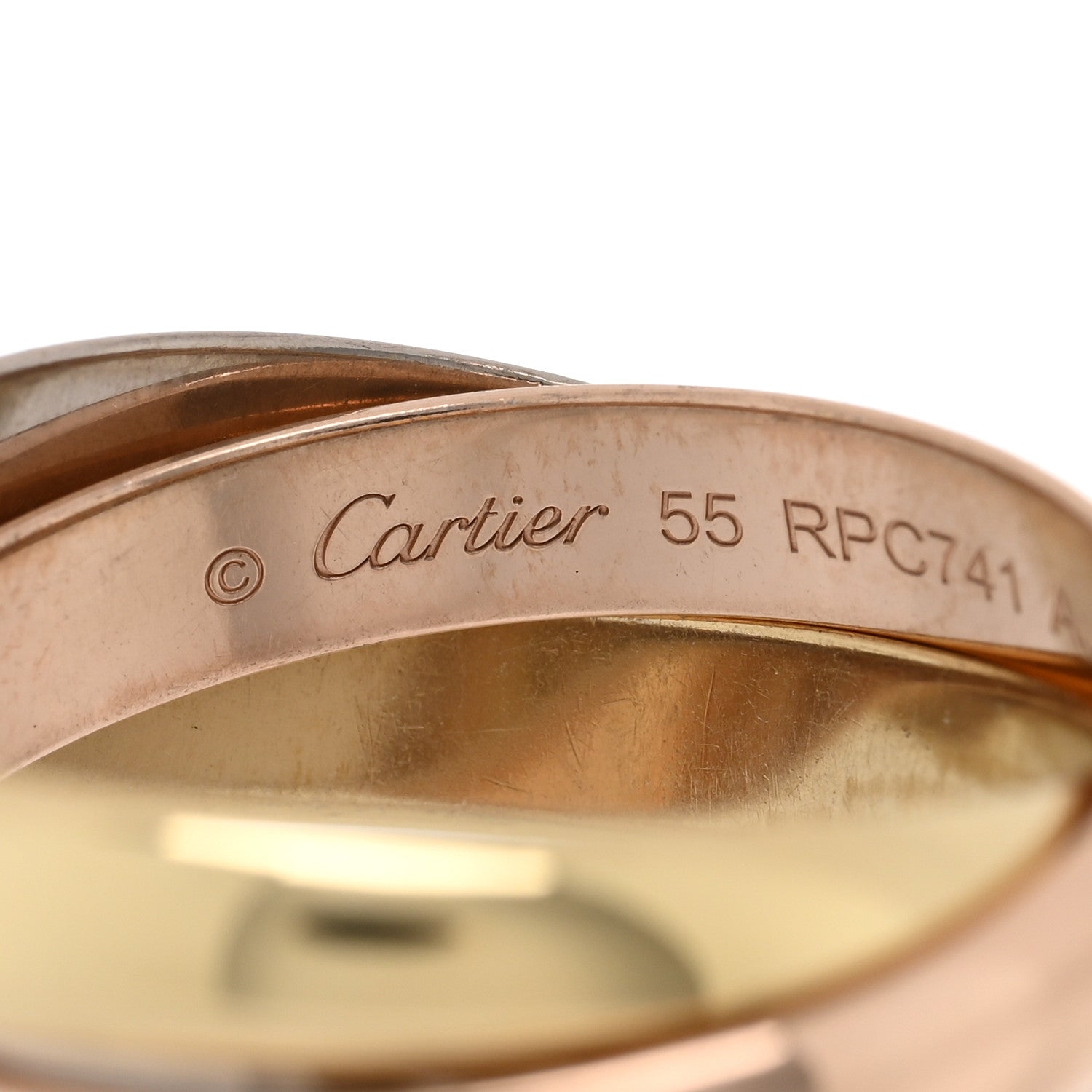 Cartier 18K Pink Yellow White Gold Classic Trinity Ring 55 7.25 4 of 5