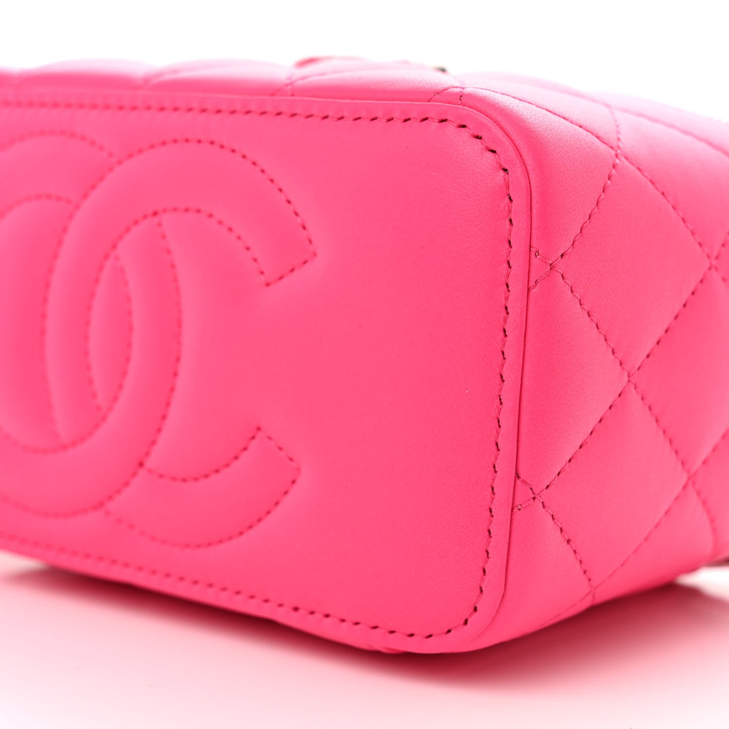 Chanel Lambskin Enamel Quilted Top Handle Clutch With Chain Fuchsia 10 of 10