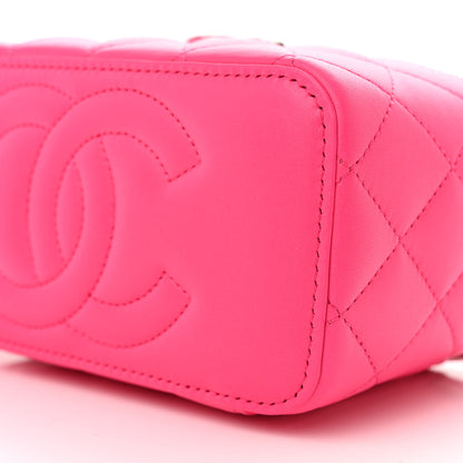 Chanel Lambskin Enamel Quilted Top Handle Clutch With Chain Fuchsia 10 of 10