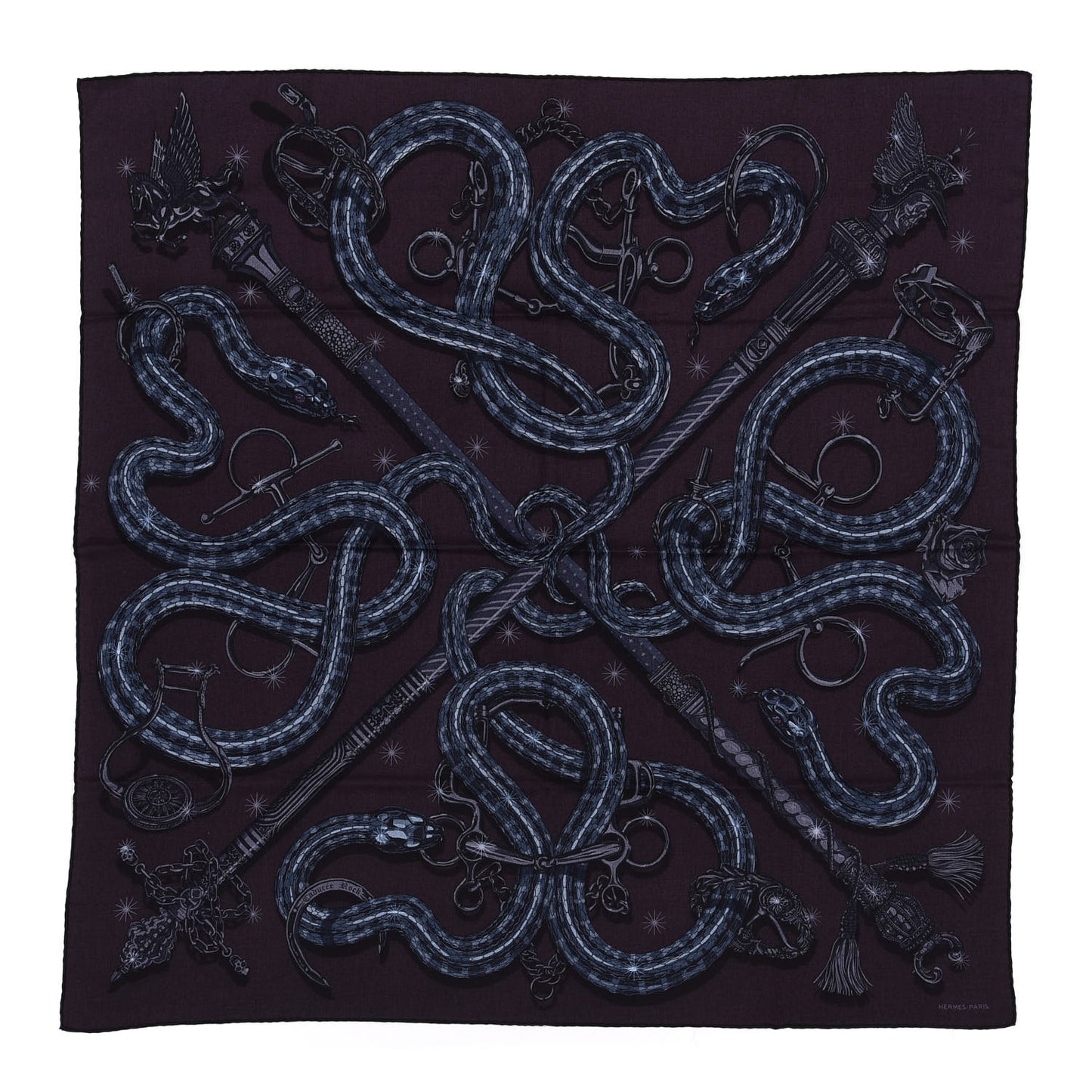Cashmere Silk Caducee Rock Scarf 100