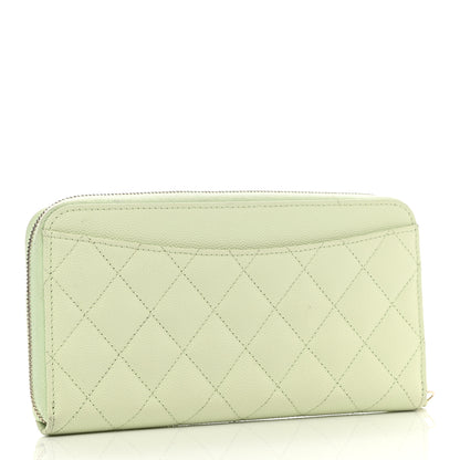 Chanel Caviar Quilted Large Gusset Zip Around Wallet Light Green 3 of 9