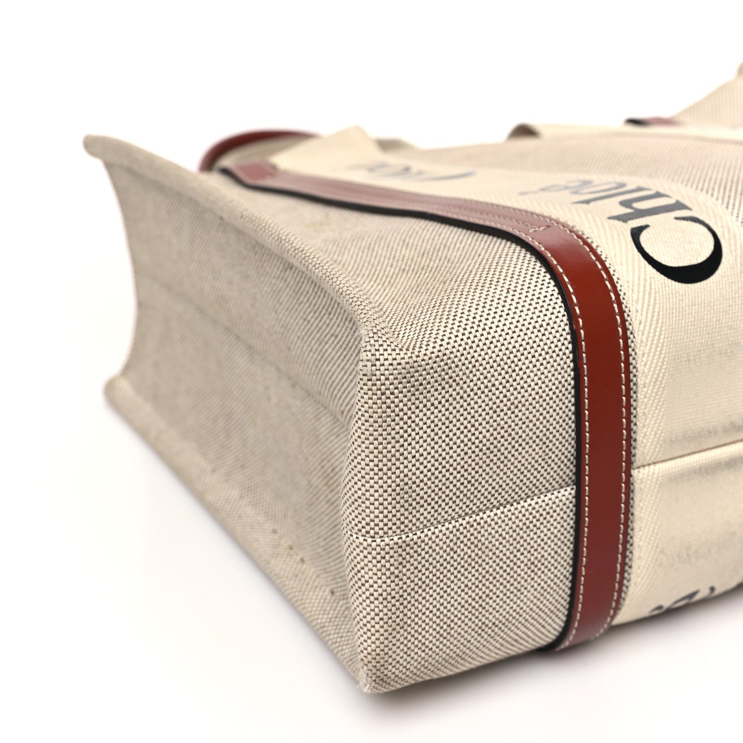 Cotton Calfskin Medium Woody Ribbon Tote White Brown