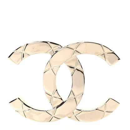 Chanel Metal CC Quilted Brooch Light Gold 1 of 4