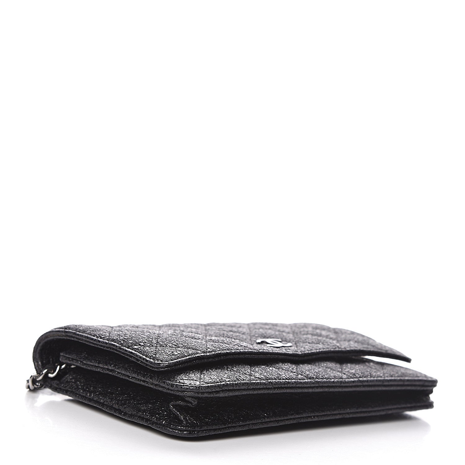 Chanel Crackled Calfskin Wallet On Chain WOC Black 4 of 10