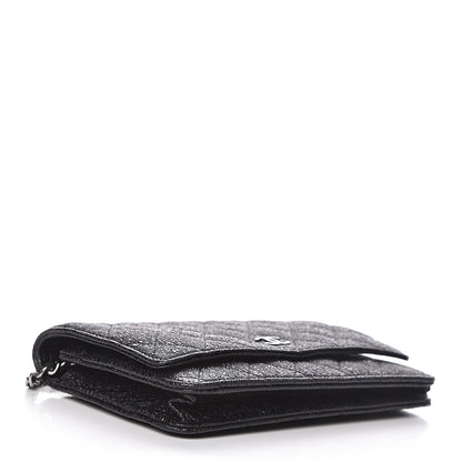 Chanel Crackled Calfskin Wallet On Chain WOC Black 4 of 10