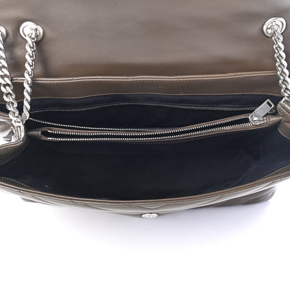 Saint Laurent Calfskin Y Quilted Monogram Large Loulou Chain Satchel Kaki Fonce 5 of 9