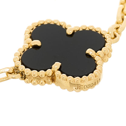 Van Cleef & Arpels 18K Yellow Gold Black Onyx 5 Motifs Vintage Alhambra Bracelet 4 of 5