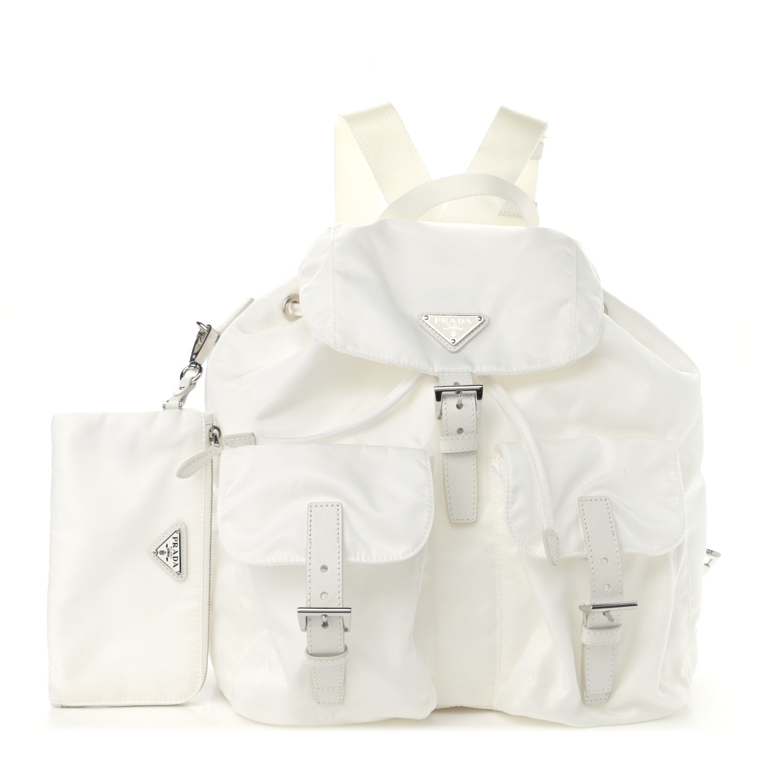 Prada Nylon Vela Saffiano Medium Backpack White 1 of 11