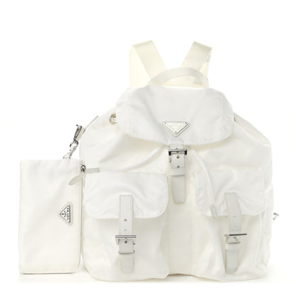 Prada Nylon Vela Saffiano Medium Backpack White 1 of 11