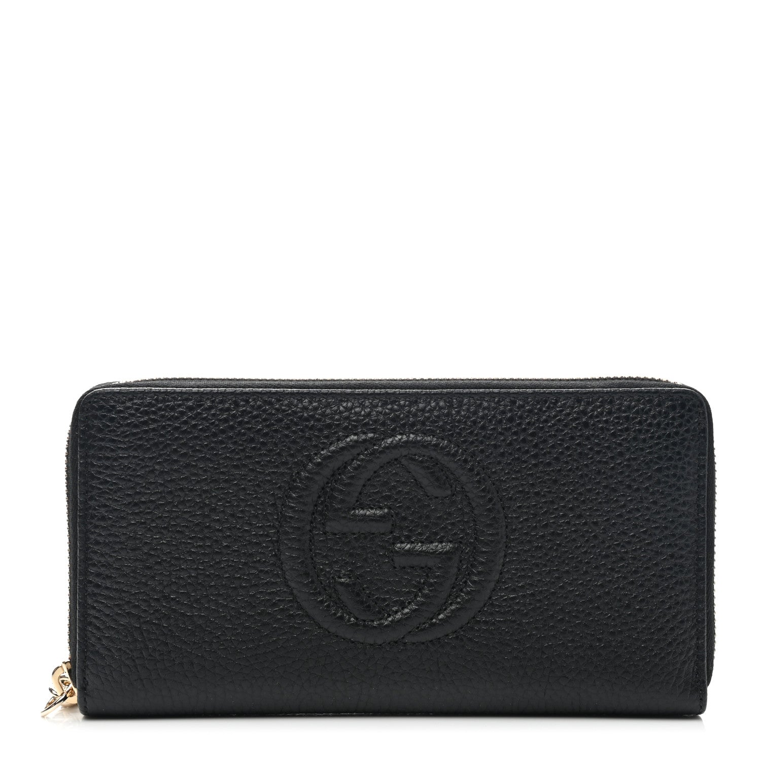 Gucci Pebbled Calfskin Soho Zip Around Wallet Black 1 of 8