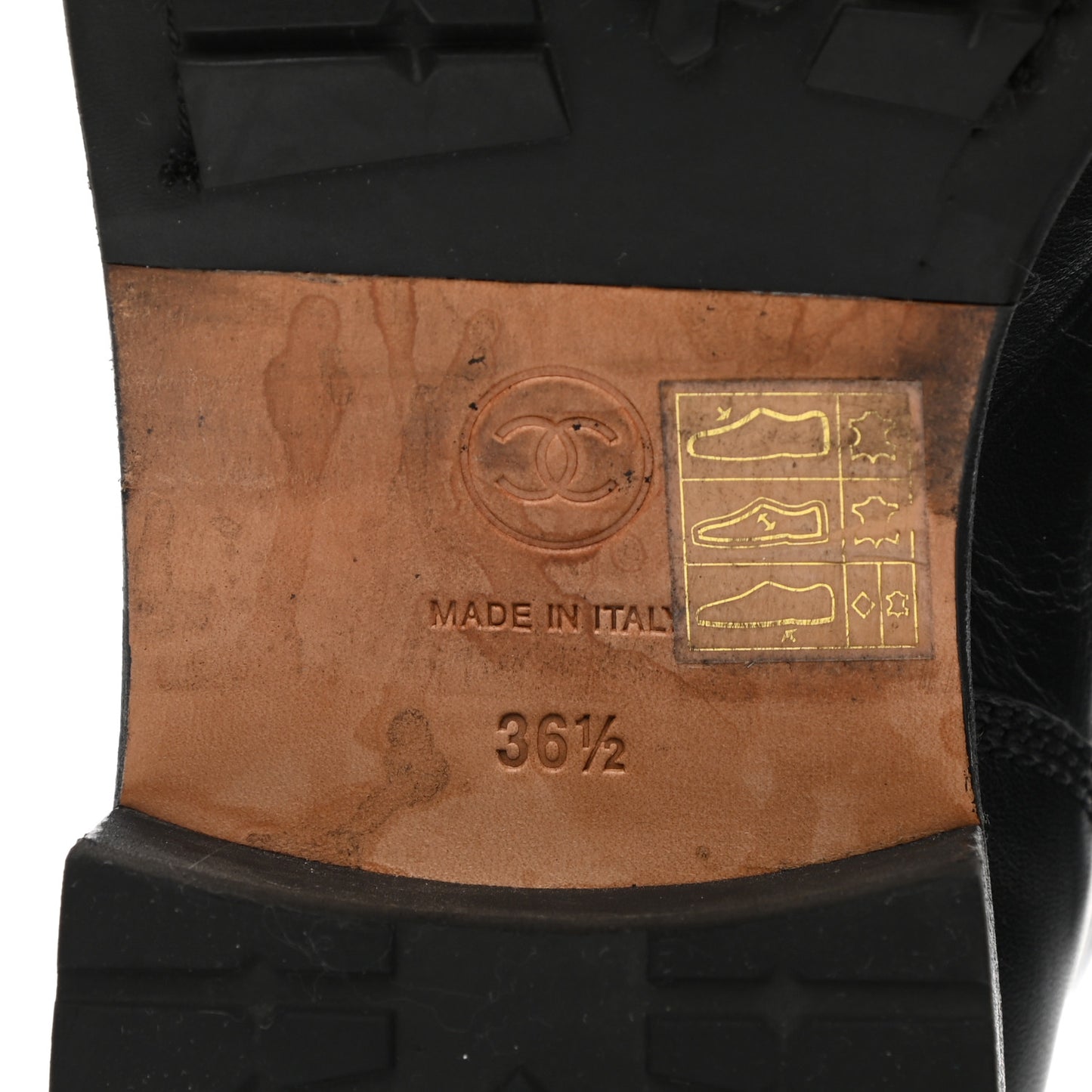 Calfskin Quilted Lace Up Combat Boots 36.5 Black