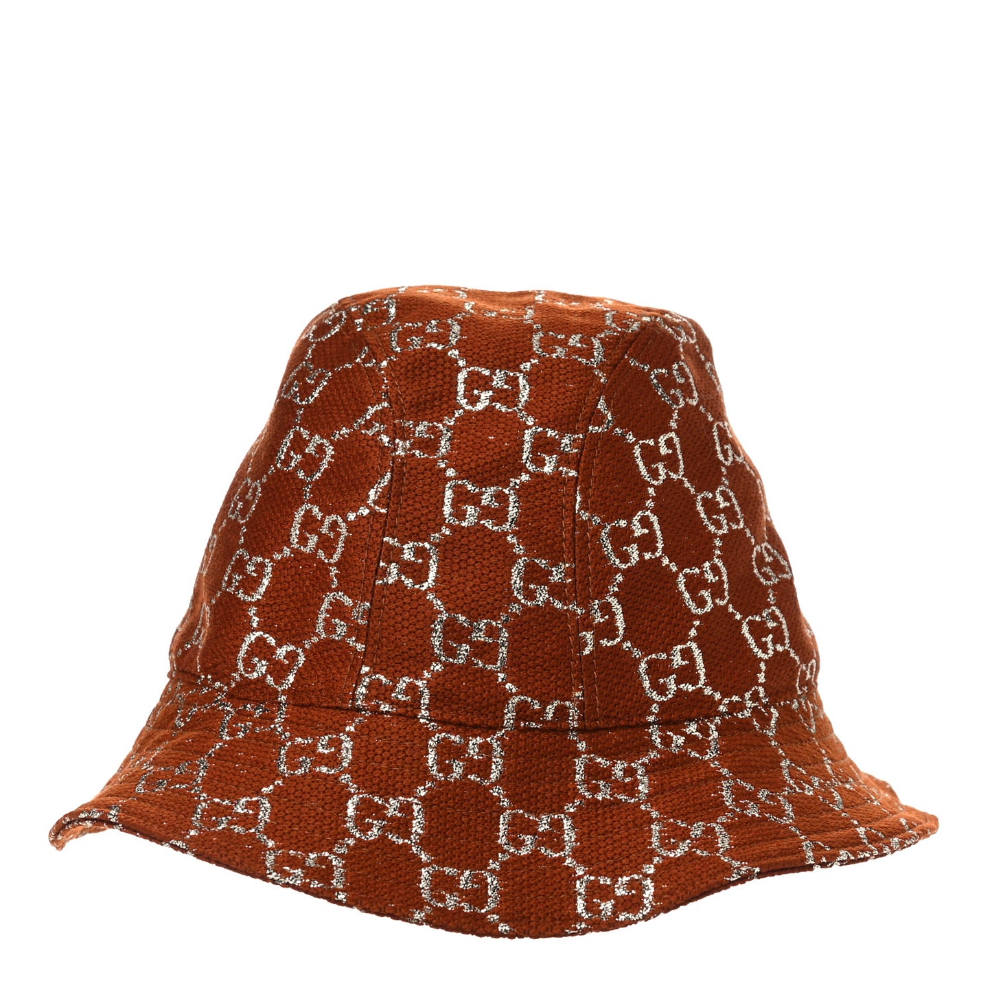 Canvas Lame GG Monogram Bucket Hat L Burnt Orange Silver